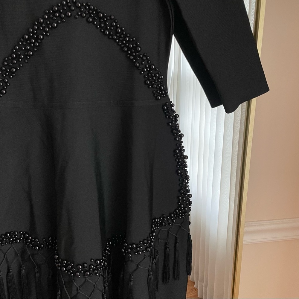 Front Row by Sara & Goldy Beaded Black Tea Length Formal Dress Size XS - Picture 7 of 15